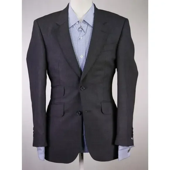 Stanley Ley Legal Outfitters Gray Plaid Wool 2-Btn Blazer Jacket 36S